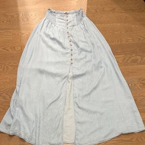 Light Blue Button-Front Women's Skirt